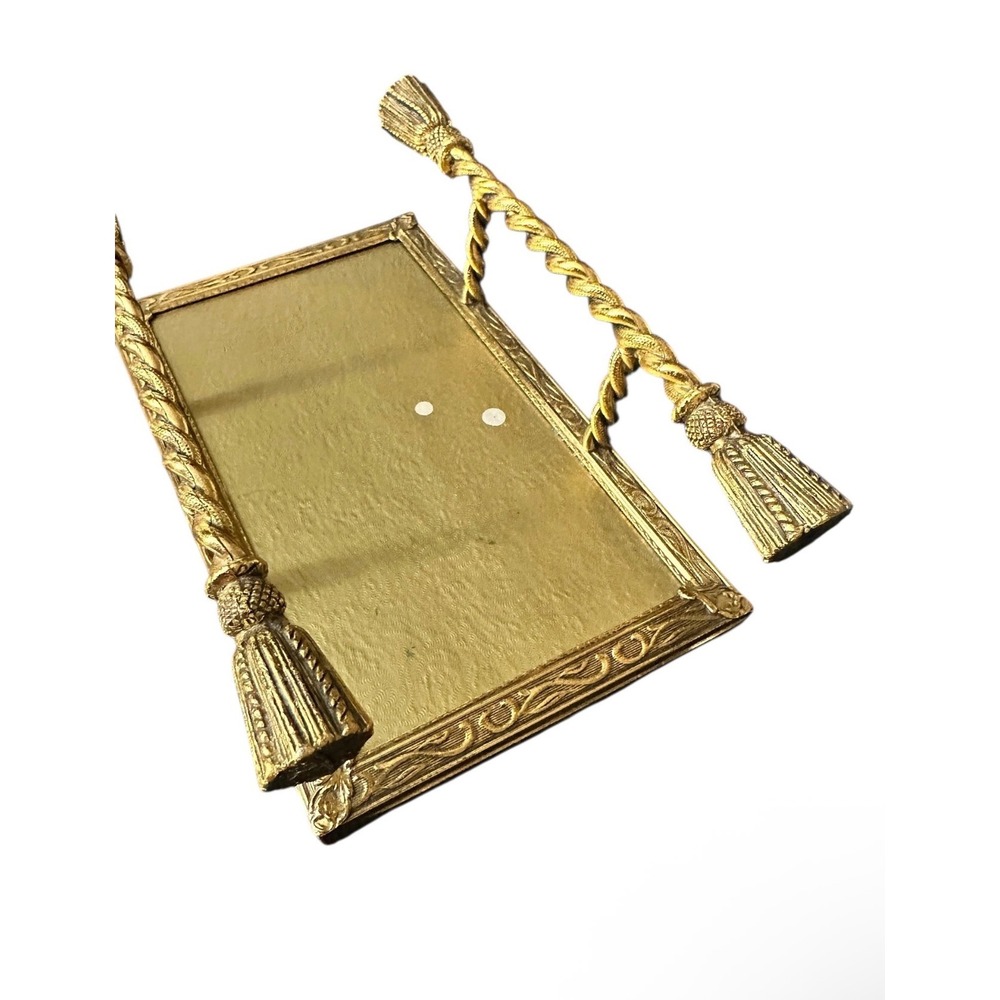 Vintage Gold Vanity Tray Rope Tassel Hollywood Regency Italian Style - Picture 2 of 5